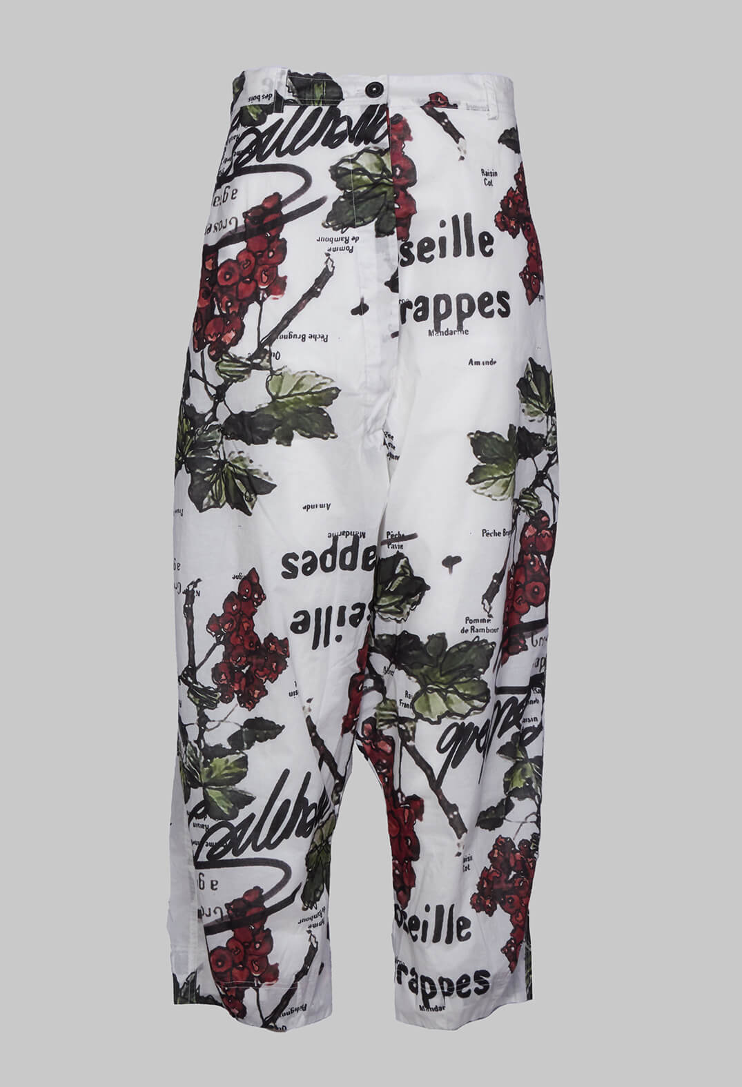 Drop Crotch Trousers with All Over Print in Fraise Lack