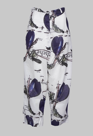 Drop Crotch Trousers with All Over Print in Quetsche Lack