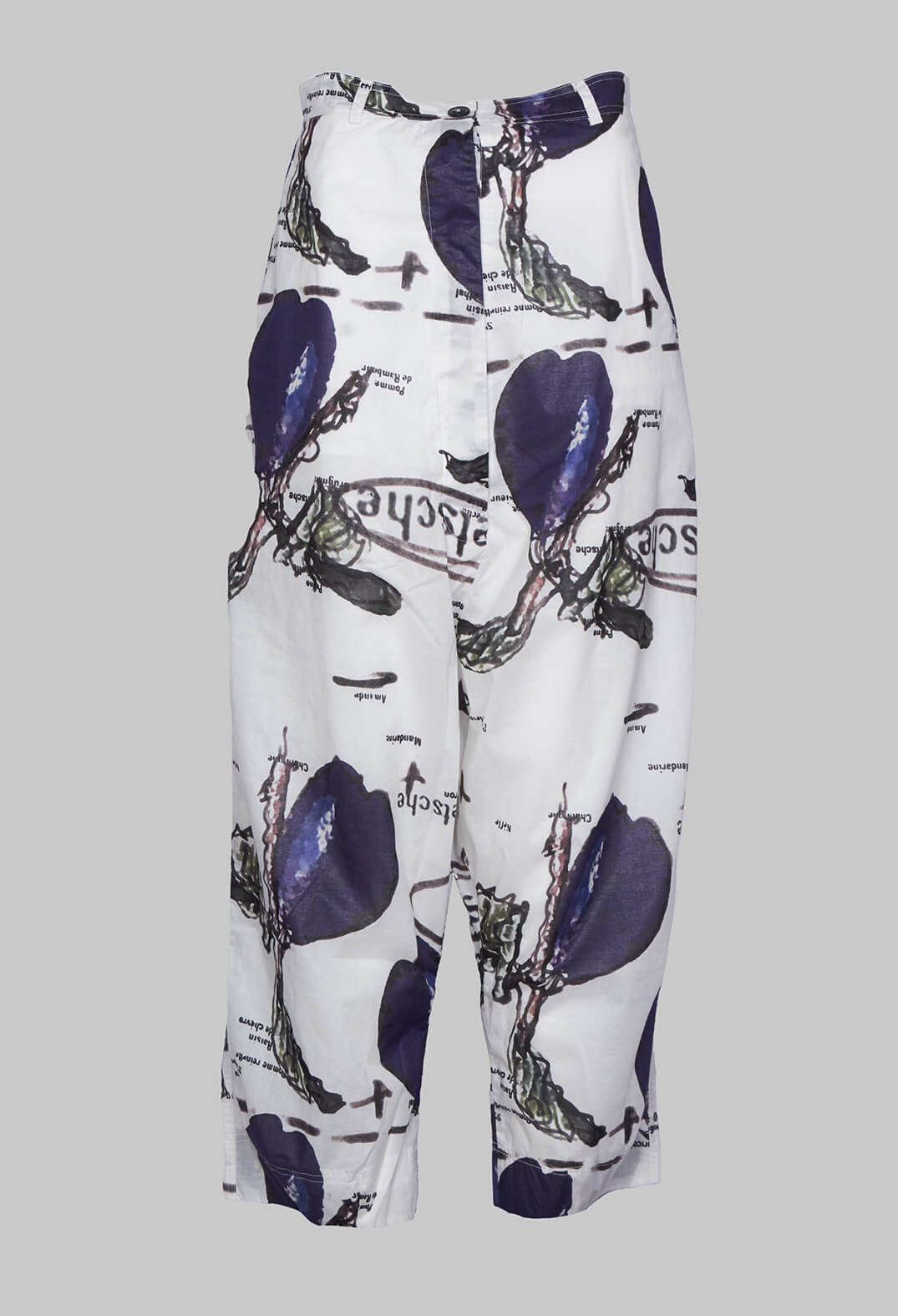 Drop Crotch Trousers with All Over Print in Quetsche Lack