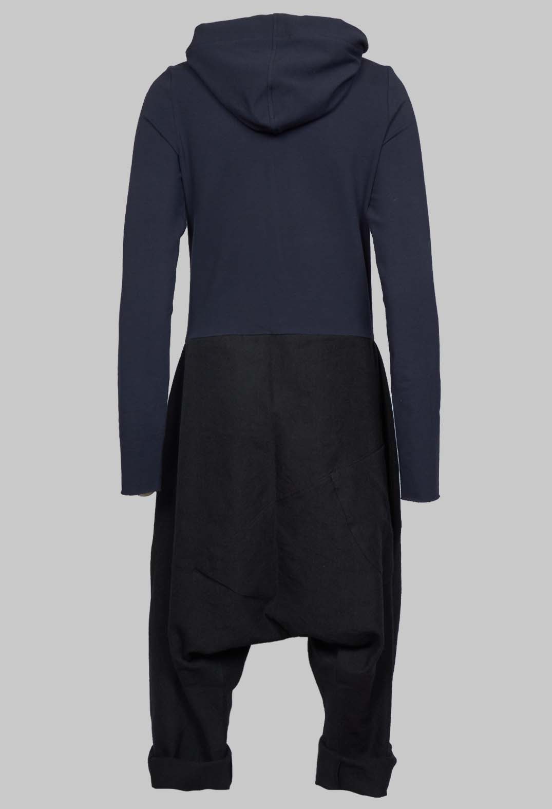 Dropcrotch Jumpsuit with Contrasting Fabric in Navy and Black