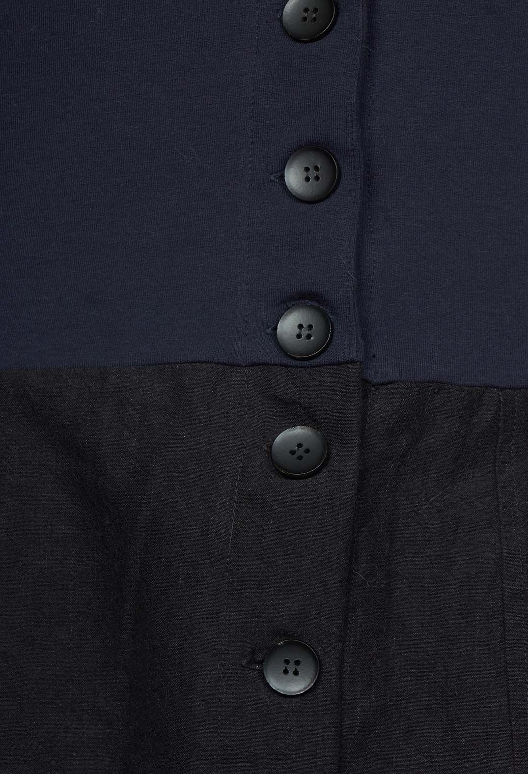 Dropcrotch Jumpsuit with Contrasting Fabric in Navy and Black