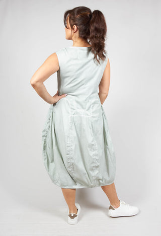 Dual Fabric Dress with Tulip Hem in Sky