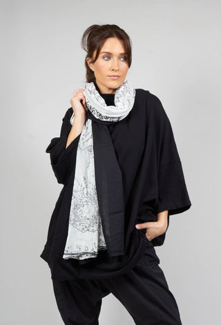 Dual Fabric Scarf in Black Print