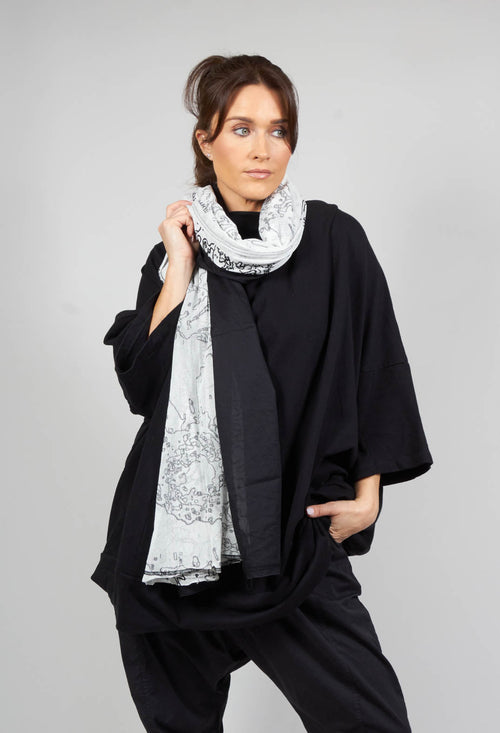 Dual Fabric Scarf in Black Print