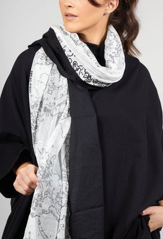 Dual Fabric Scarf in Black Print