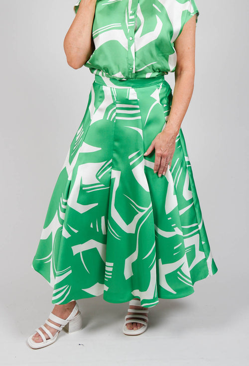 A-Line Pleated Skirt in Green Matisse
