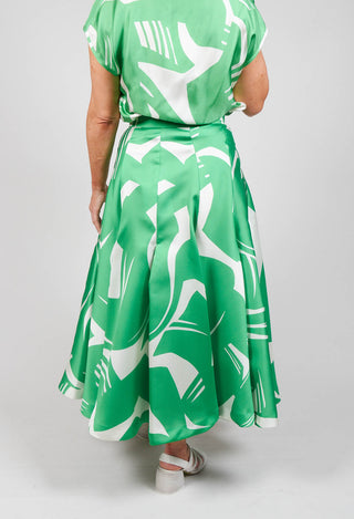 green a-line pleated skirt in green