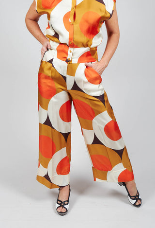 Beatrice B wide leg silk trousers in orange