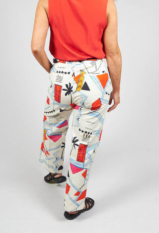 behind shot of straight leg trousers in matisse print with front pockets