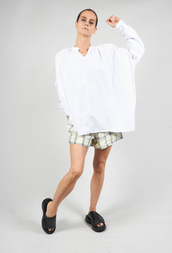 Cuffed Hem Shorts in Yellow and Blue Check