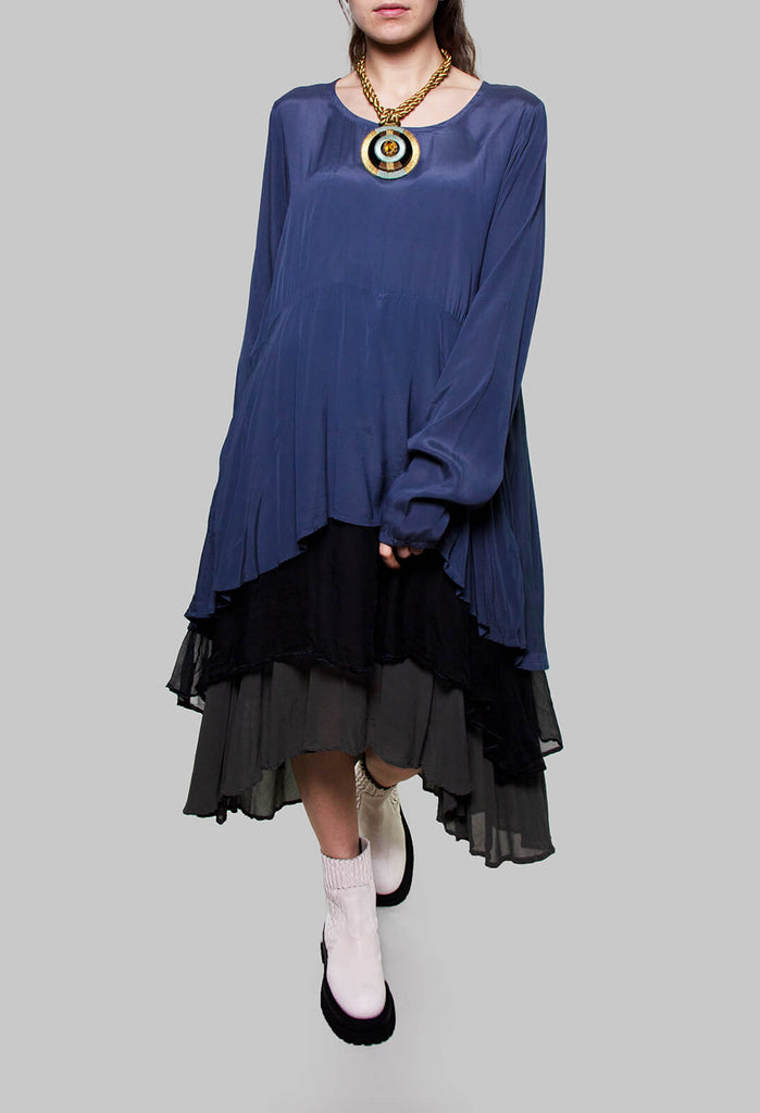 Kategoriese Layered Dress in Tag Blue