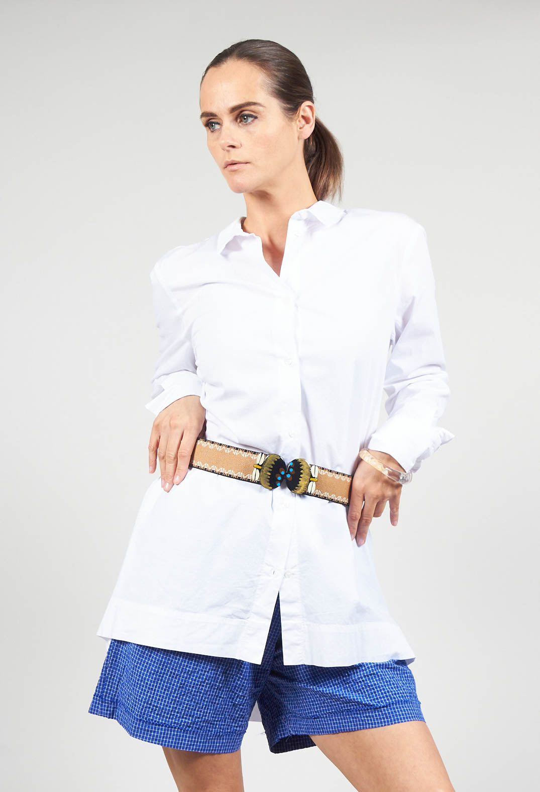 Elasticated Belt with Contrast Detail and Clasp Buckle