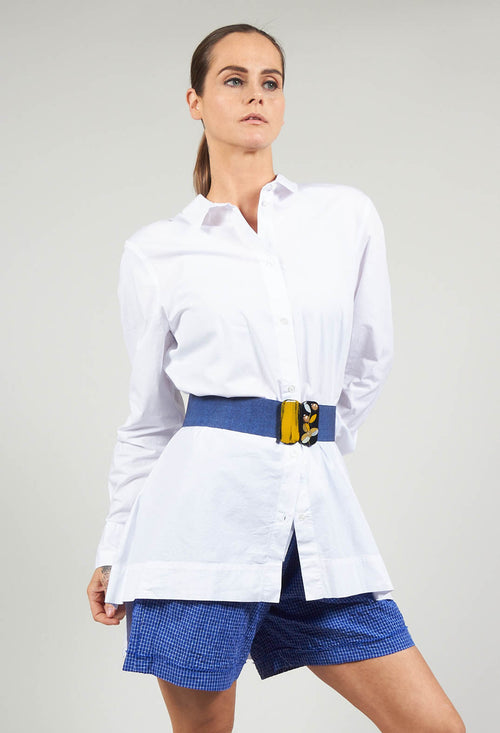 Elasticated Belt with Feature Clasp Buckle in Blue