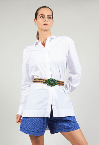 Elasticated Natural Woven Belt with Large Feature Buckle