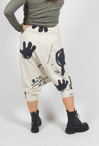 Elasticated Trousers in Linen Print