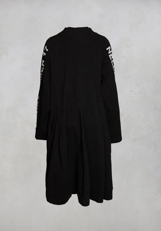 Fatima Coat with Text in Black Printed