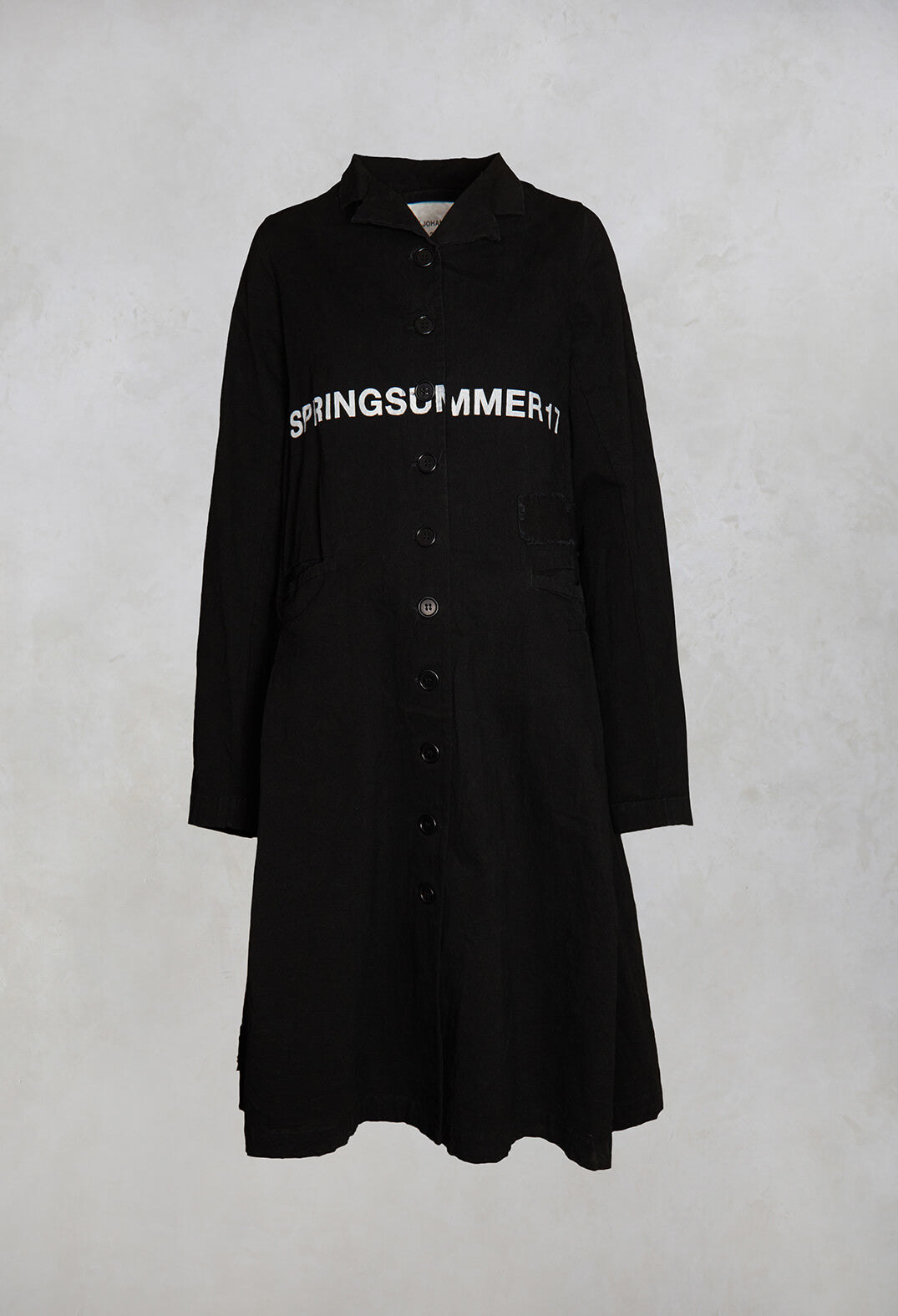 Fatima Coat with Text in Black Printed