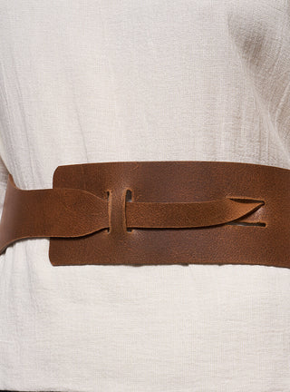 Wide Leather Belt in Cuio