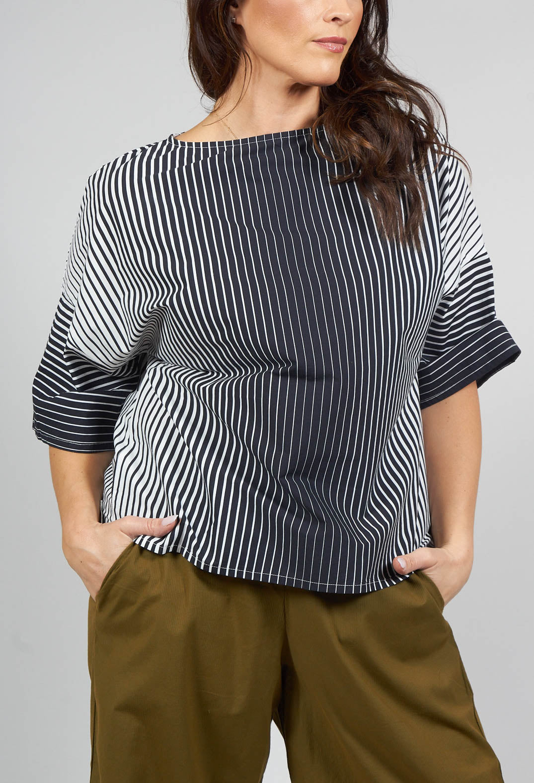 Faly Shirt in Off White and Night Stripe