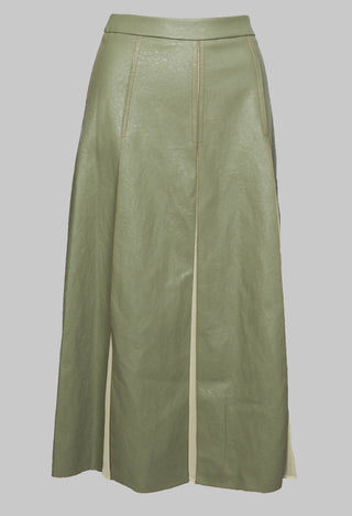 faux leather green georgette skirt