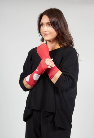 Fine Knit Fingerless Gloves in Cherry Print