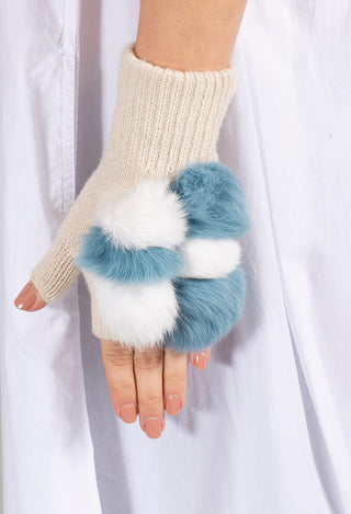 Fingerless Gloves in Blue/White