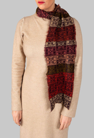 Floral Striped Scarf in Orange