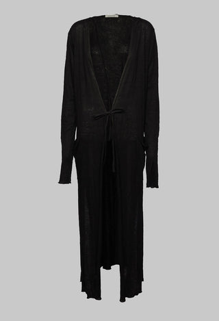 Full Length Cardigan with Tie Waist in Black