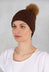 Fur Bobble Hat in Brown