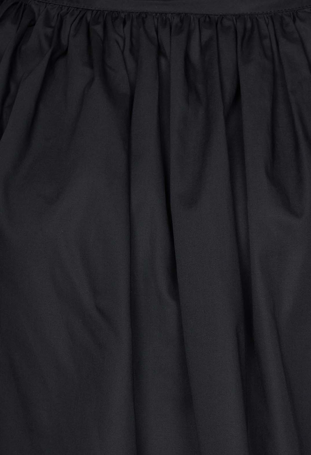 Gathered Blouse in Black Poplin