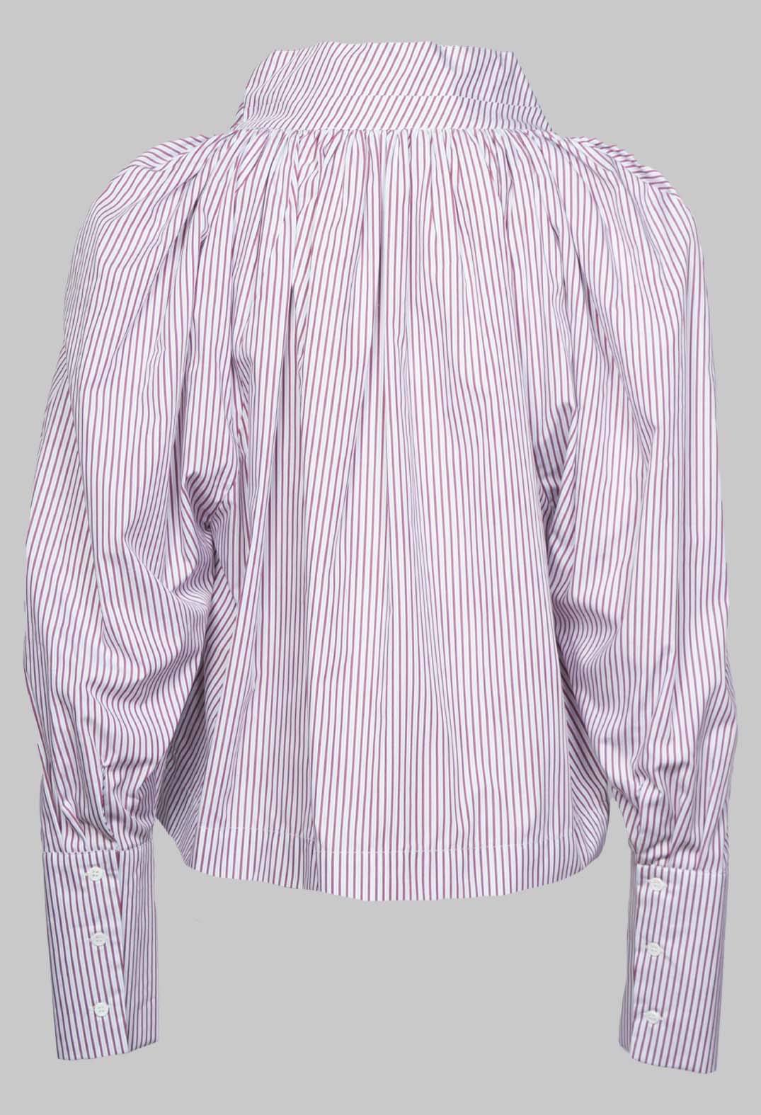 Gathered Blouse in Blue Red Stripe