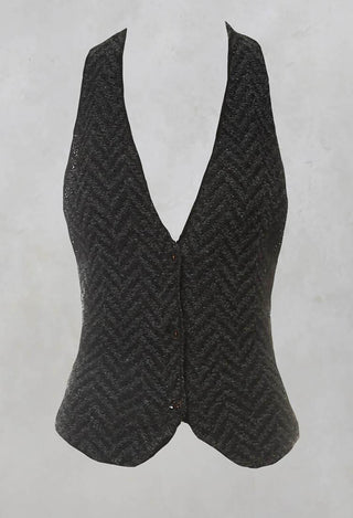 Cropped Gilet with Wrap Around Neck in Graphic