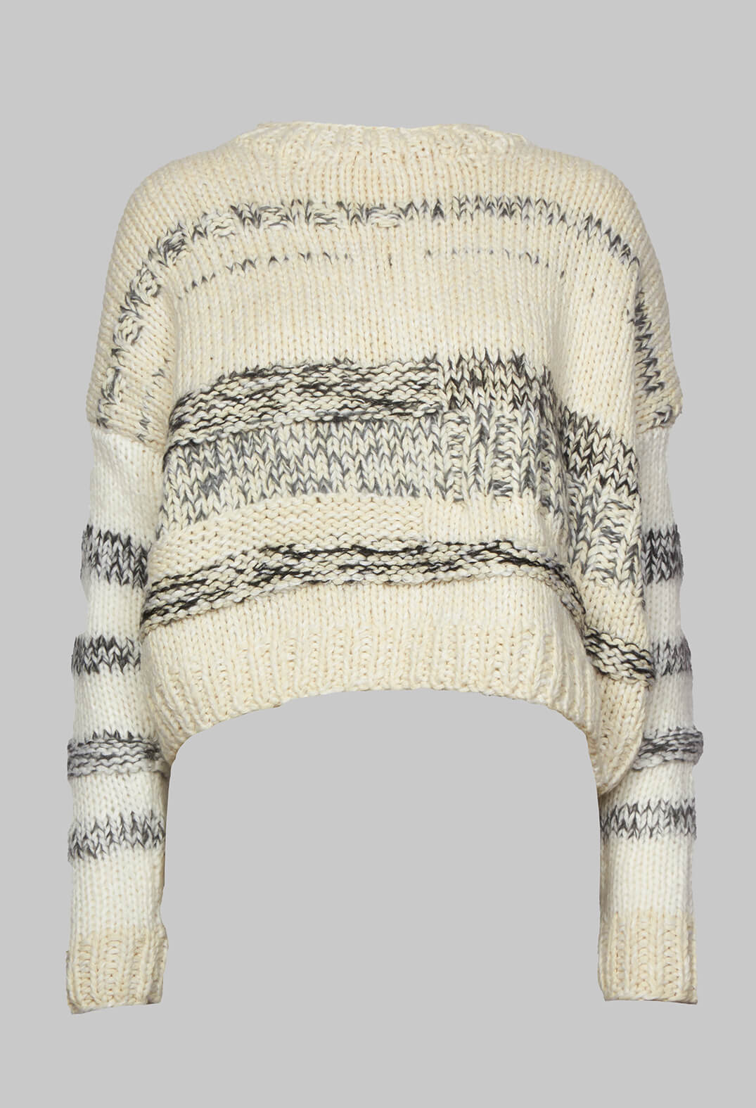 Hand Knitted Pullover in Ecru Grey