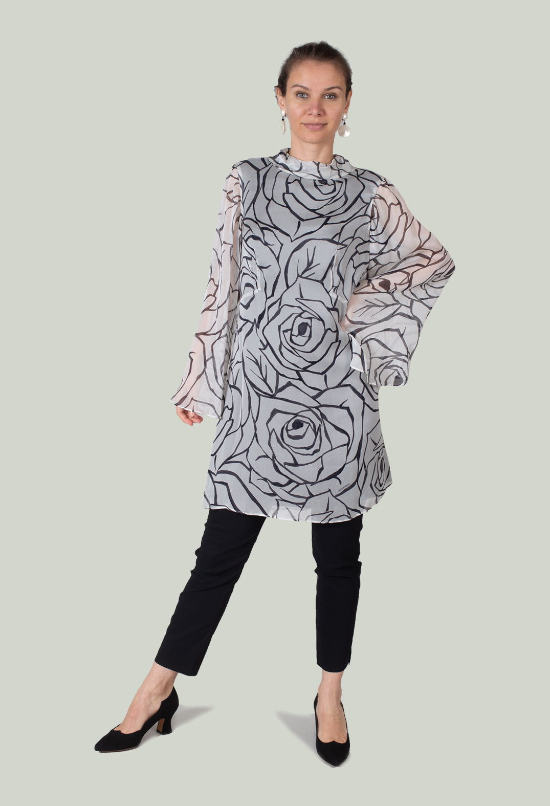 Graphic Dress in Naturale / Nero