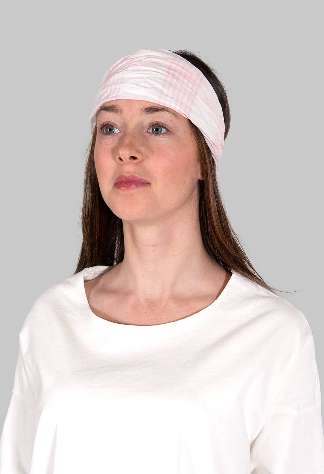 Headband in Coton Carreaux Rose