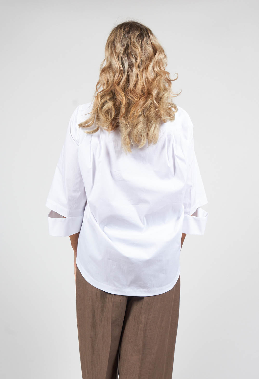 High Low Hem Jersey Top Cucinella in Bianco