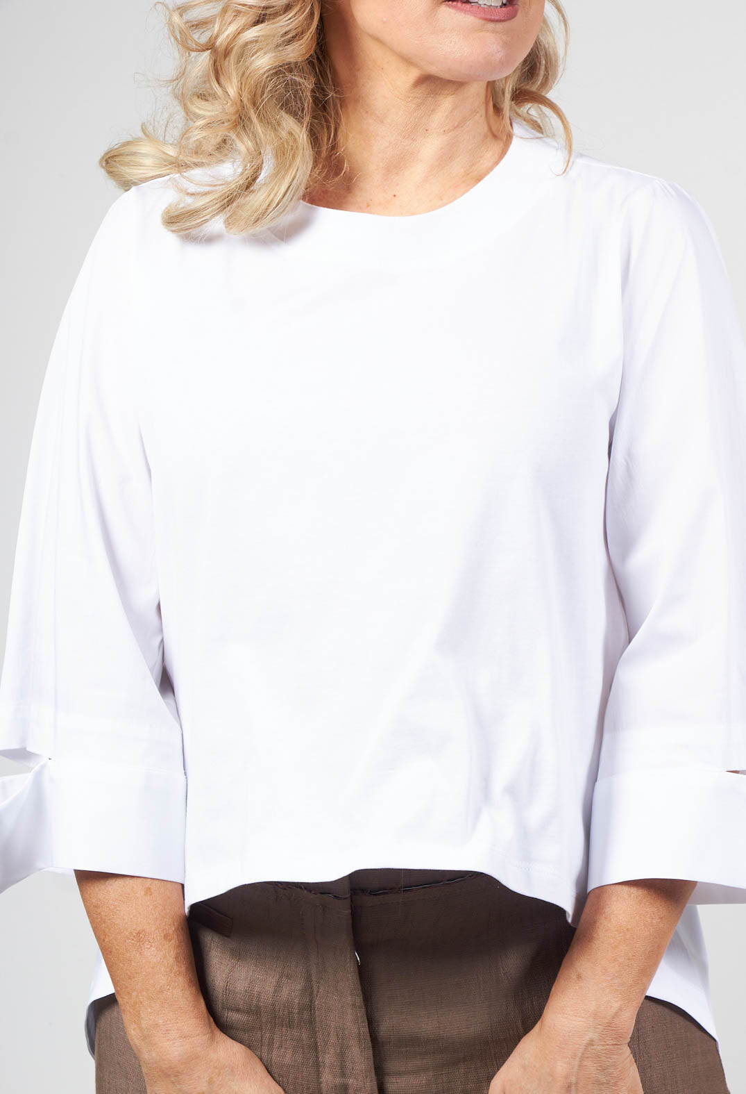 High Low Hem Jersey Top Cucinella in Bianco