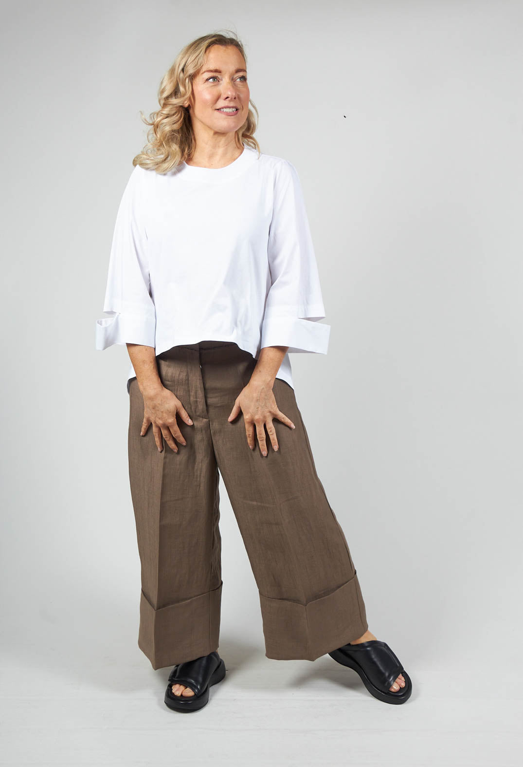High Low Hem Jersey Top Cucinella in Bianco