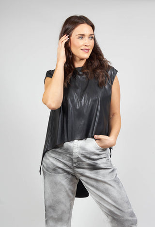 High-Low Leather Look Top