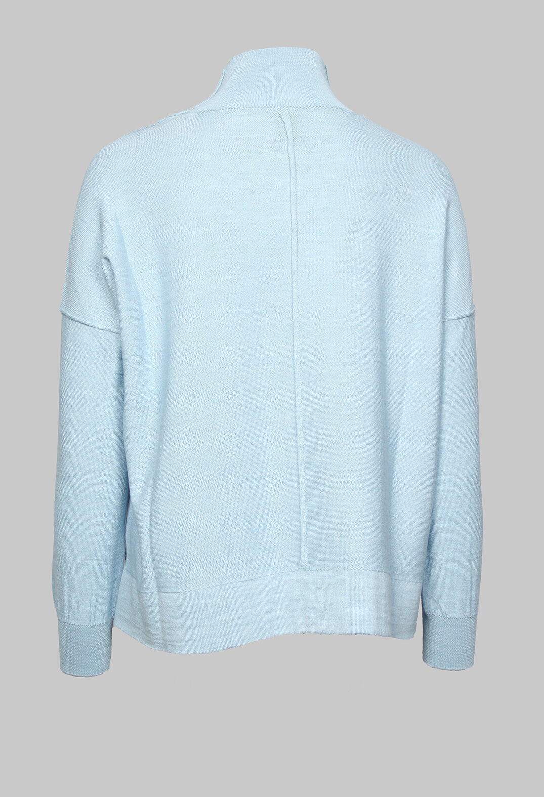 High Neck Sweater with Seam Detail in Light Blue