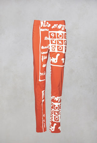 High Waisted Trousers in Orange Print