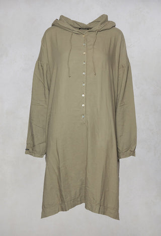 Hooded Dress in Marron Glace