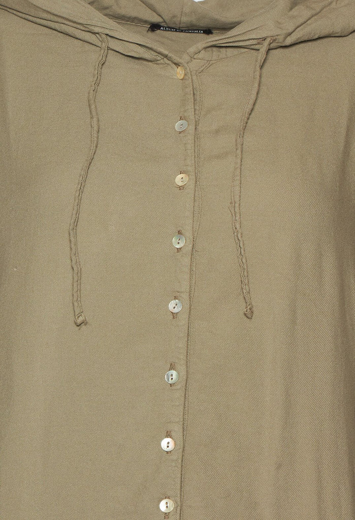 Hooded Dress in Marron Glace