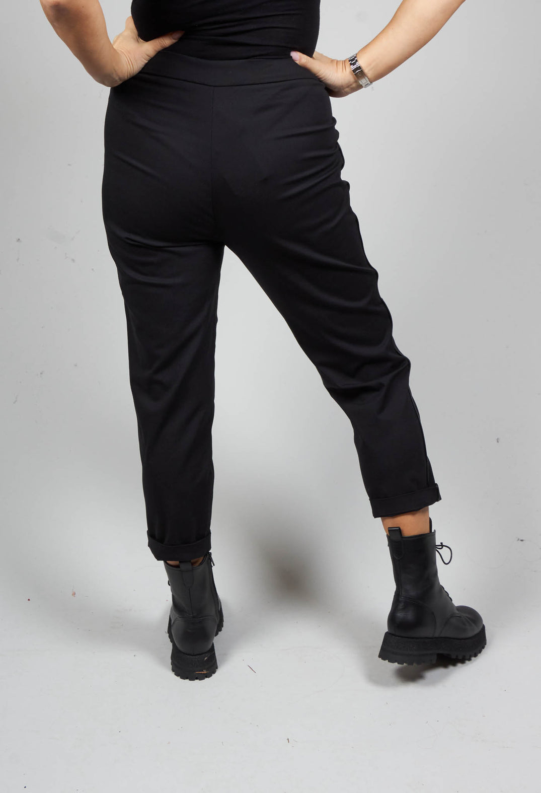 Peg Trousers with Piping Detail in Black – Olivia May
