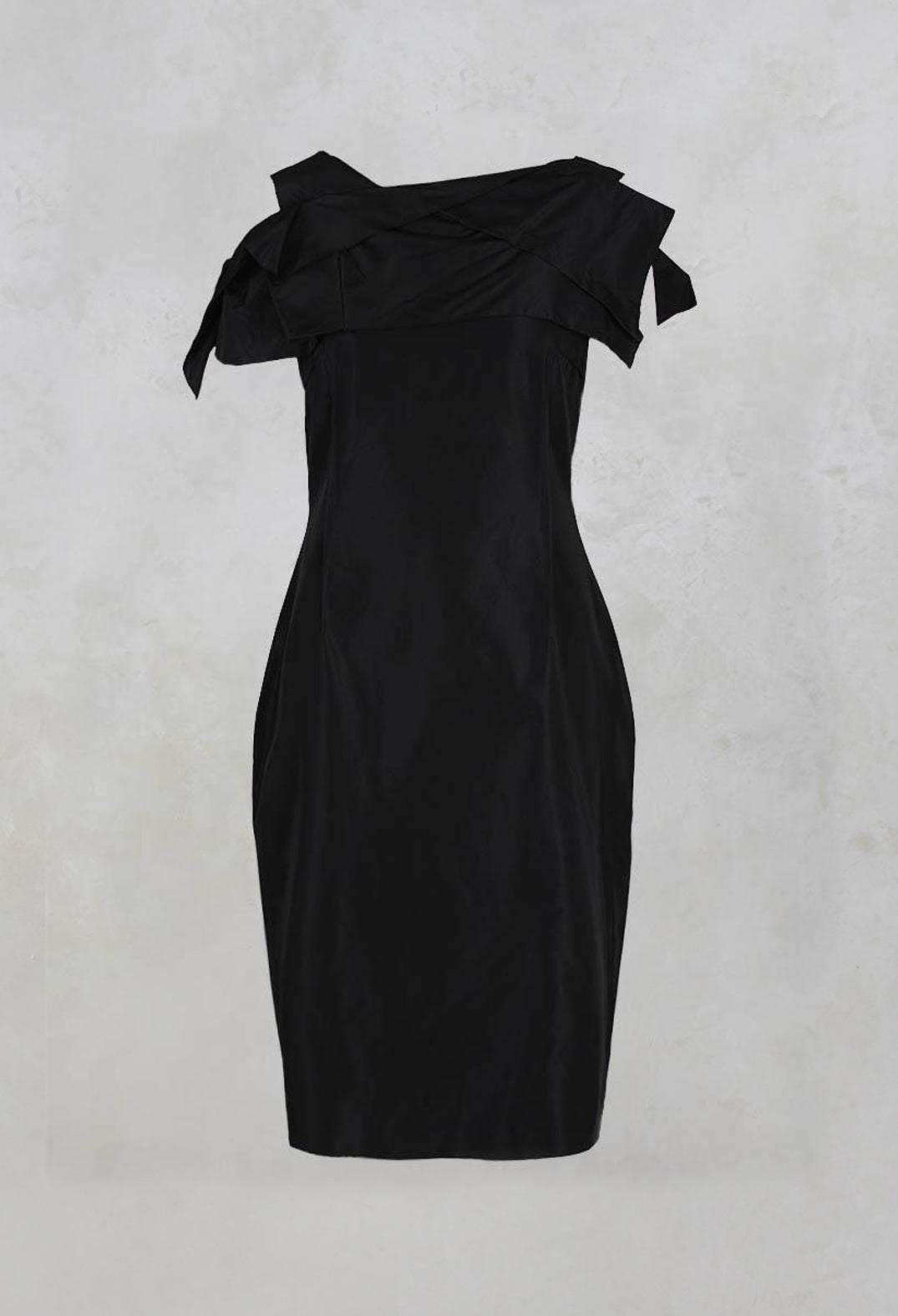 Structured Dress with Pleated Shoulder in Black