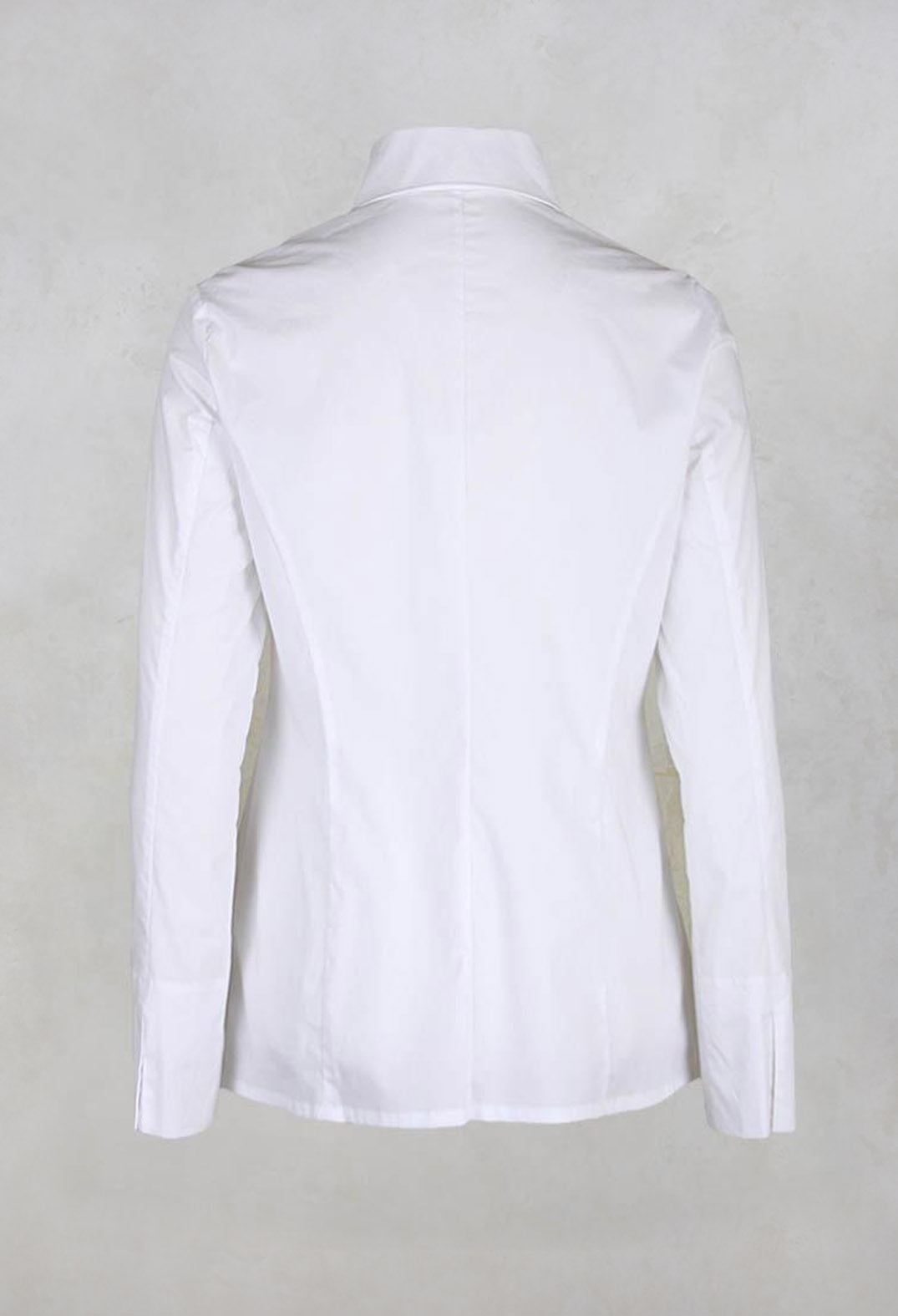 Long Sleeved Blouse with Zip Detail in White