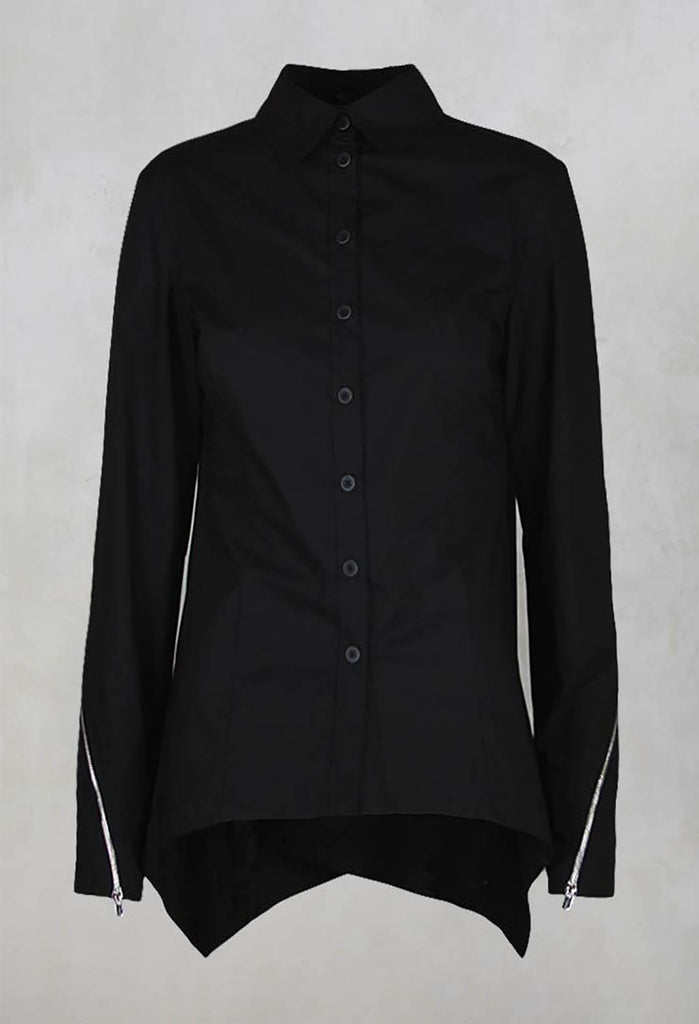 Asymmetric Blouse with Button Front in Black
