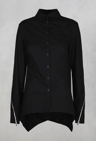Asymmetric Blouse with Button Front in Black