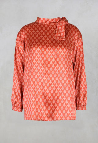 Silk Bow Shirt in Vulcano