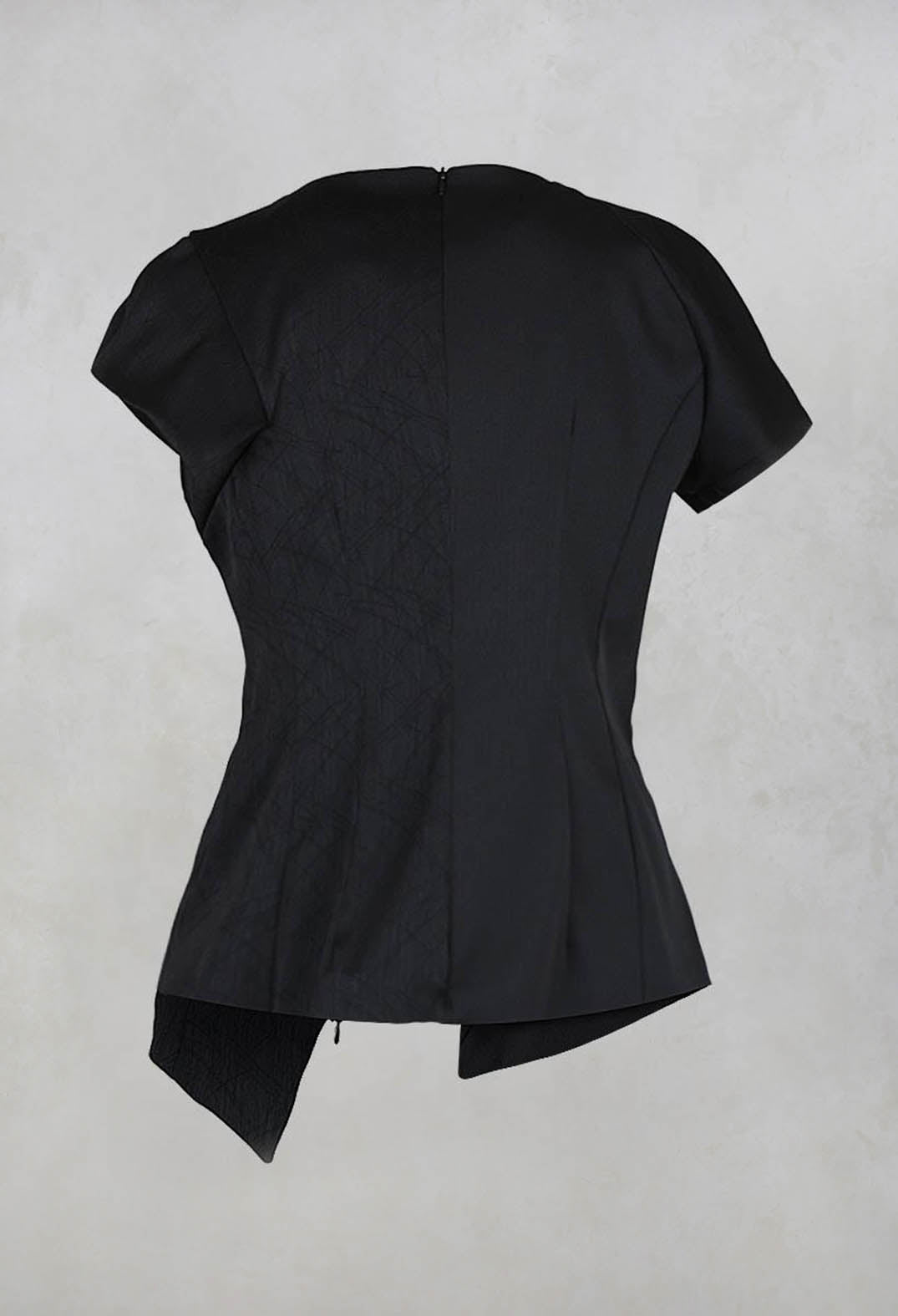 Short Sleeved Top with Zip Detail in Black